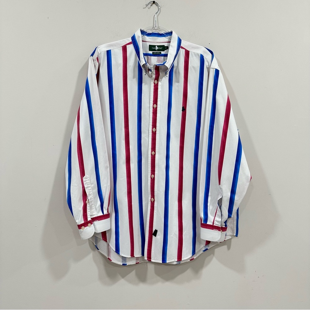 Hunt Club 90s Western Cowboy Denim Button‎ Shirt XL  Colorful Vertical Stripes
